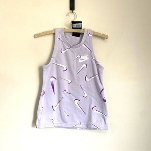 NIKE NWT $30 Youth Girls Medium Light Purple Slim Fit French Terry Tank Top P10